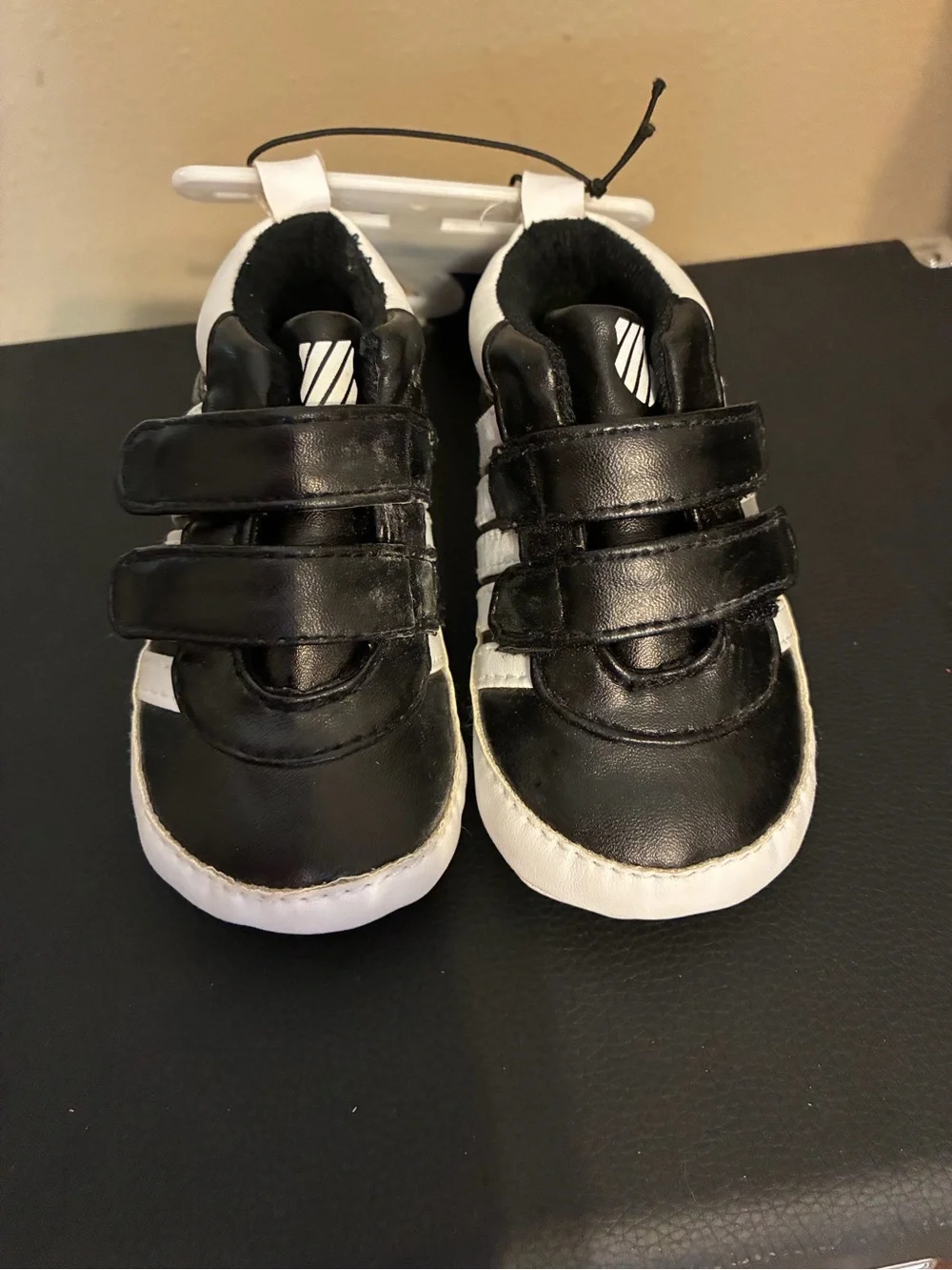 K-Swiss Kids Black and White Double Velcro Sneakers